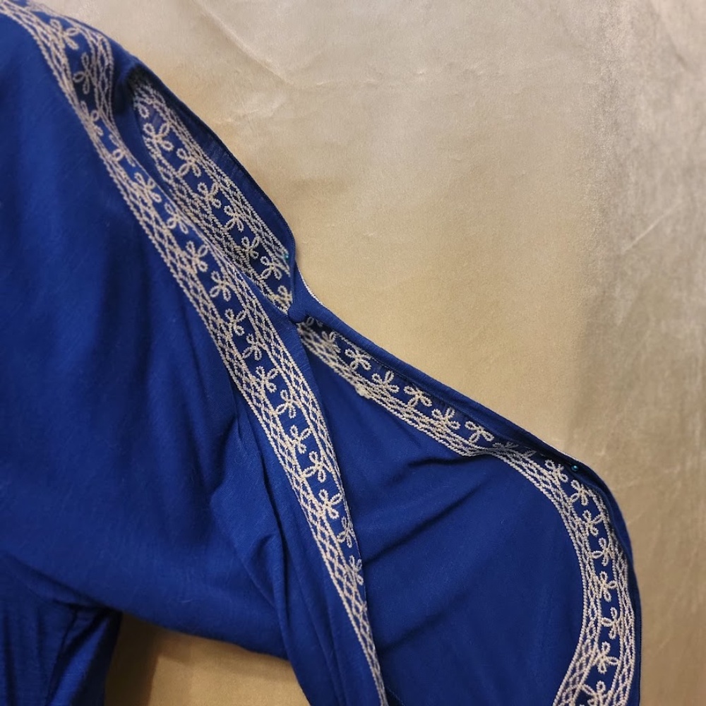 INC Blue Embroidered Cold-Shoulder Top with Open Bell Sleeves - Sz. XL - Picture 8 of 10